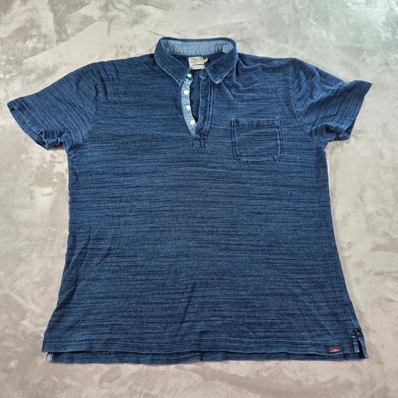 Faherty Other - Faherty Brand Mens Polo Shirt Large Blue Indigo Cotton Short Sleeve Casual Top